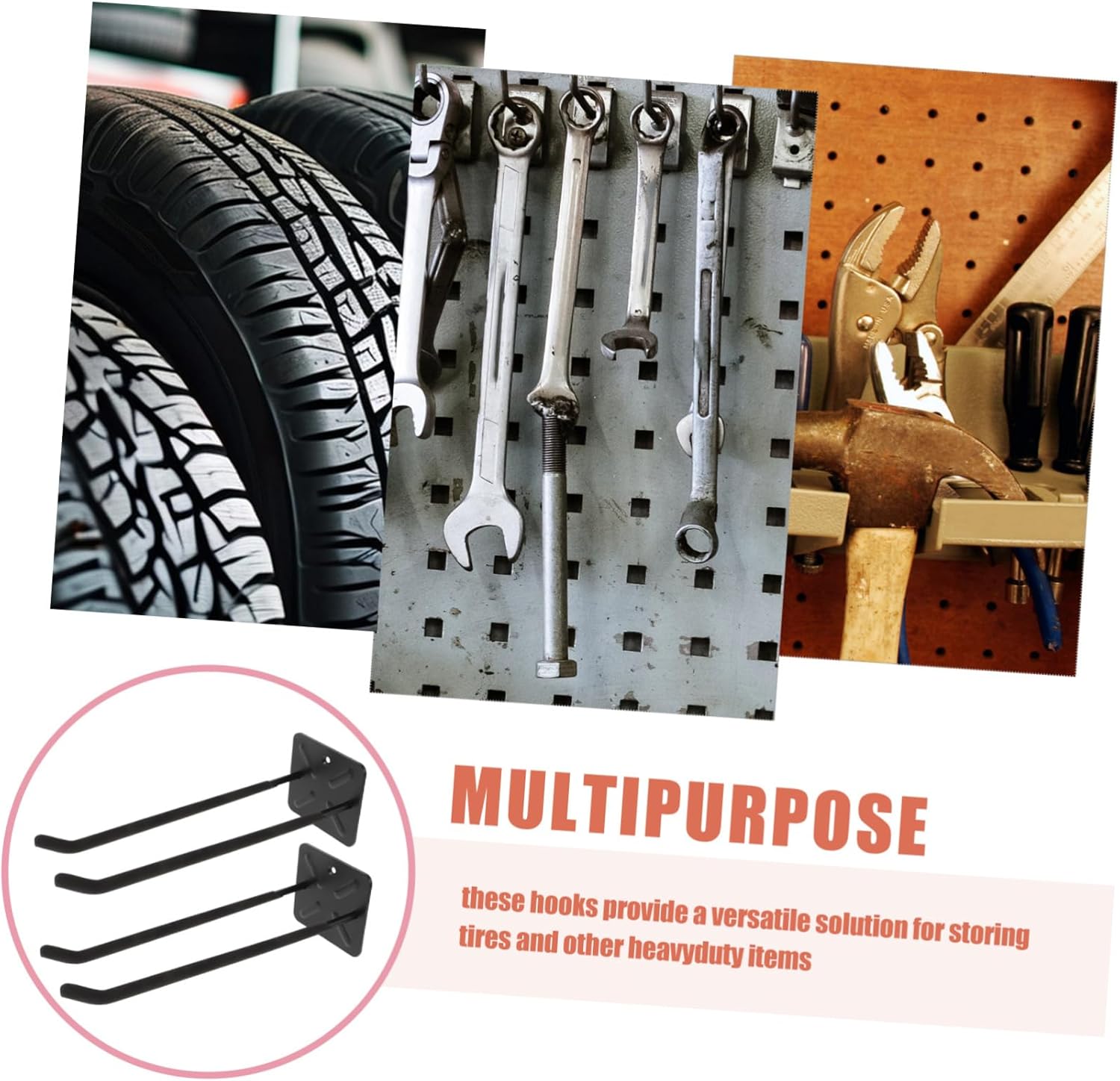 Cabilock Heavy Duty Garage Hooks Wall Mount Tire Hangers for Tool Storage Utility Hooks for Car Tires Ladders and More