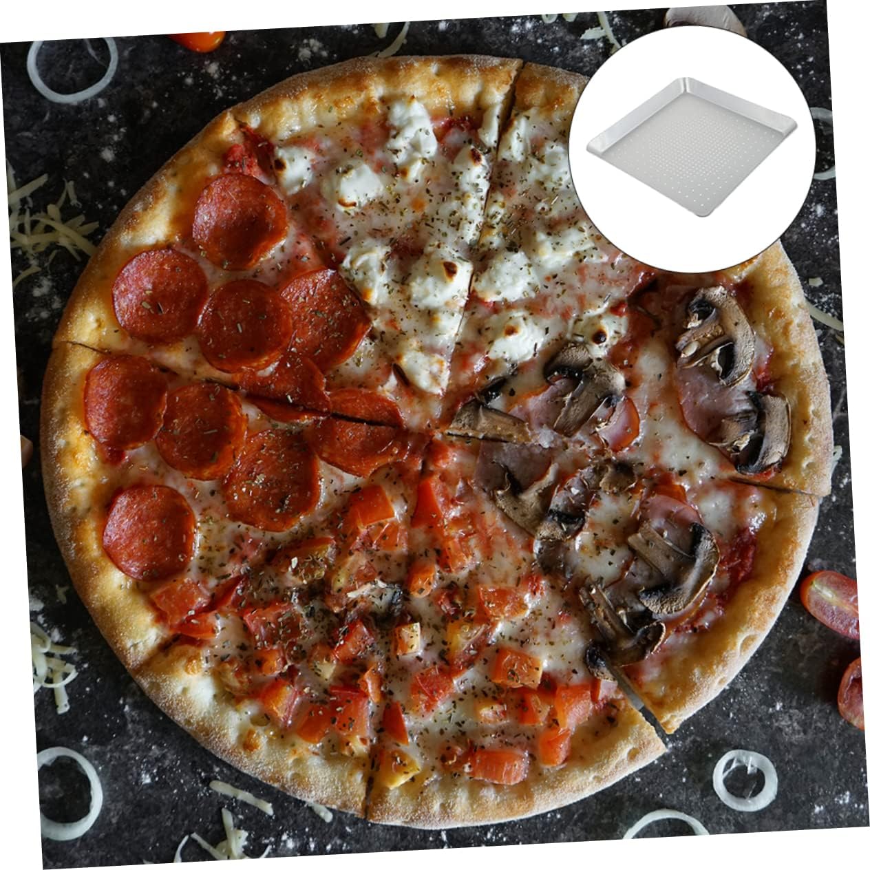 Mesh Pizza Tray Aluminum Alloy Pizza Baking Pan Square for Oven Easy Cleaning