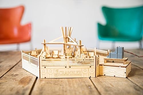 Miniatura 6 de Coasterdynamix 3-D Scrambler Carnival Ride - Kit de rompecabezas de construcción motorizado eléctrico para adultos y niños, rompecabezas de juguete