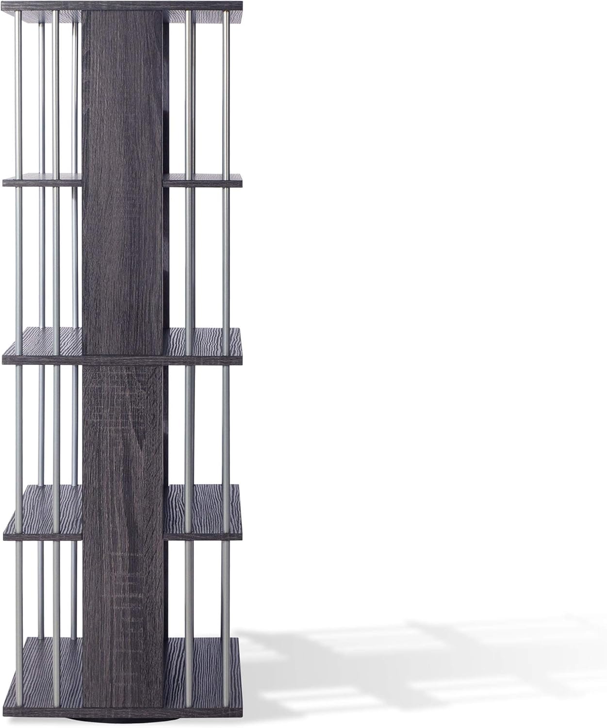 Atlantic Typhoon Media Spinner Unit - Fully Rotates 360 Degrees on a Ball Bearing Base, Holds 216 CDs, 144 DVDs, 4 Fixed Shelves, PN82635716 in, Espresso/Silver, accessory : Home & Kitchen