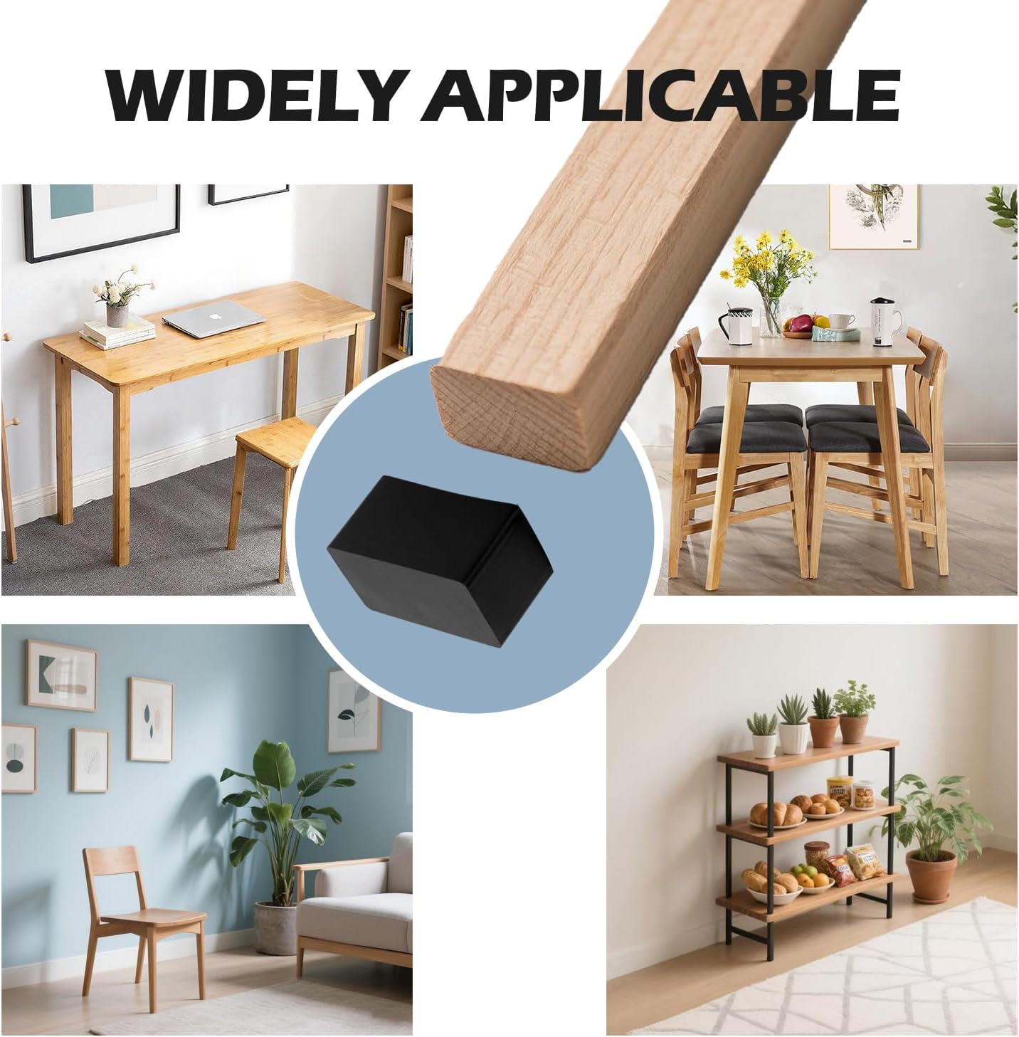 4 PCS Rectangular Silicone Furniture Legs Caps, Chair Leg Protectors for Hardwood Floors, Anti Slip, Scratches and Noise, 0.8x1.6 inch (20x40mm)