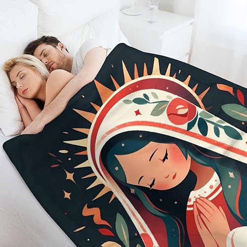 Miniatura 8 de Manta Virgen María de Nuestra Señora de Guadalupe, suave de franela para regalo entusiasta de María, mantas cálidas para cuatro estaciones para
