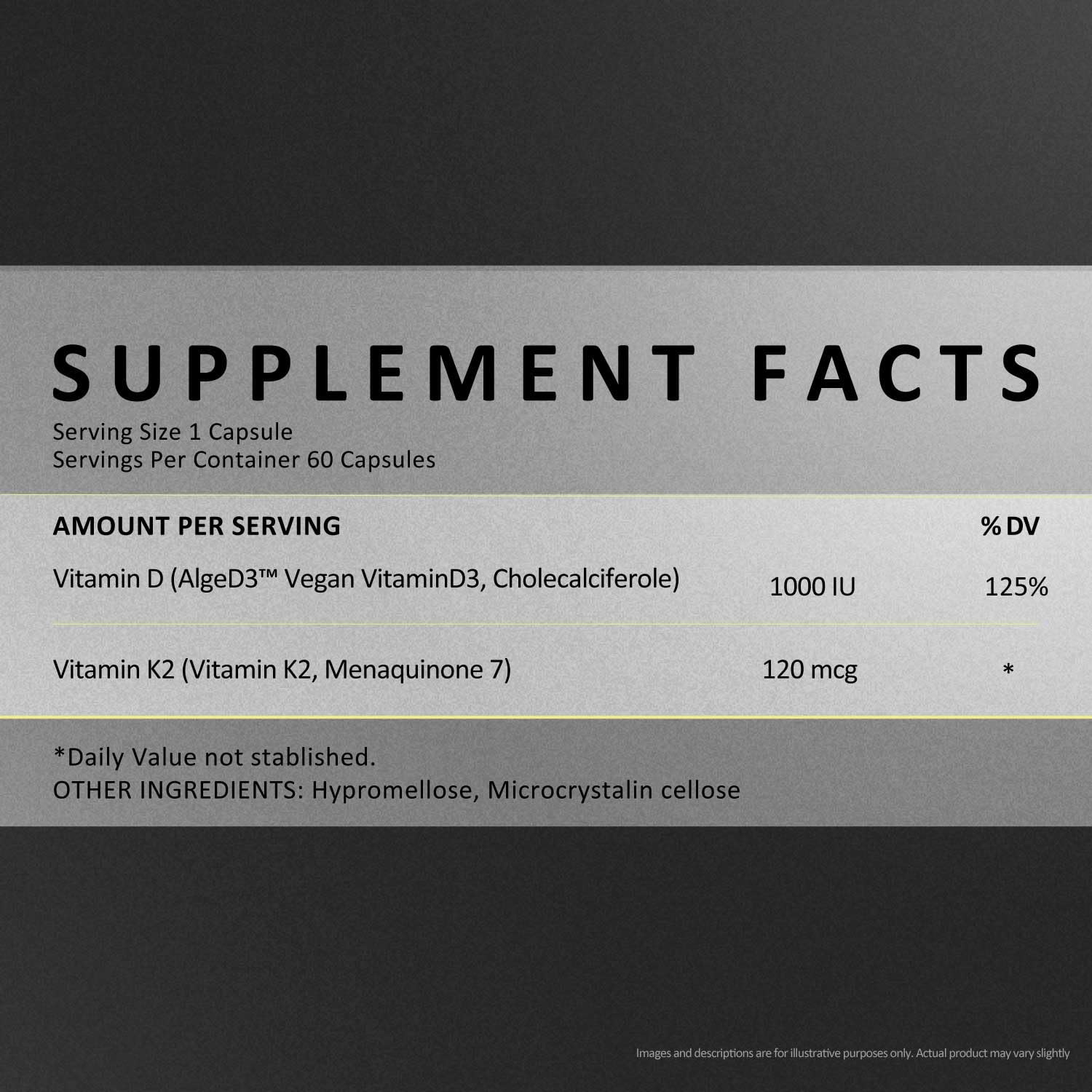 D3 & K2 Vitamin Supplement, Vegan D3 1000 IU & K2 MK7 120 mcg for Bone, Heart & Immune Support, Non-GMO, Gluten-Free, 60 Vegan Capsules, 2 Months Supply — Amazon image 3