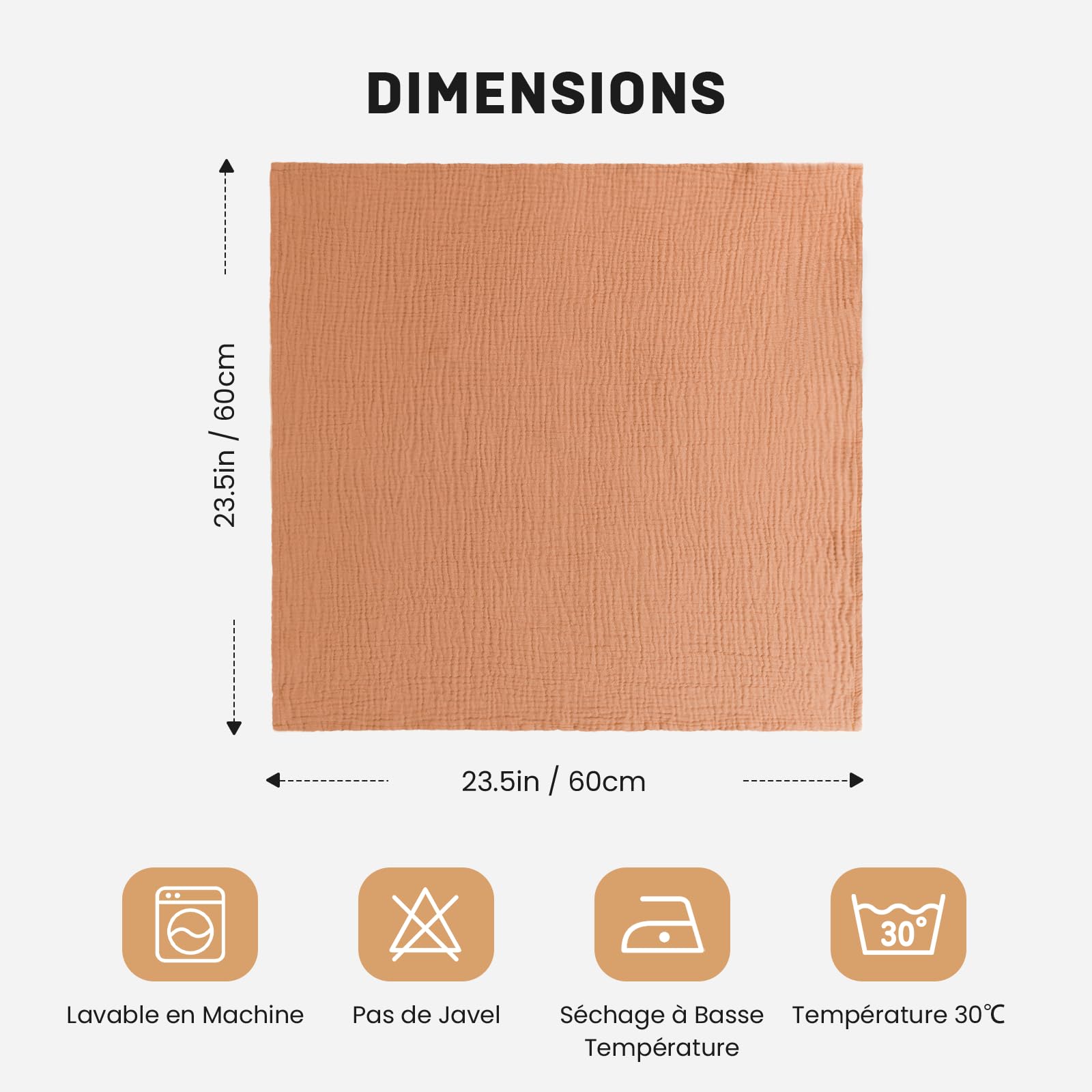 Lange Bebe 60x60cm - Lot de 4 Mousselines de Coton Langes Bébé, Ultra Douces, Absorbantes et Peau Sensible pour Bébé Filles et Garçons, Idéal pour Nettoyage et Protection, Lange Bebe en Gaze de Coton