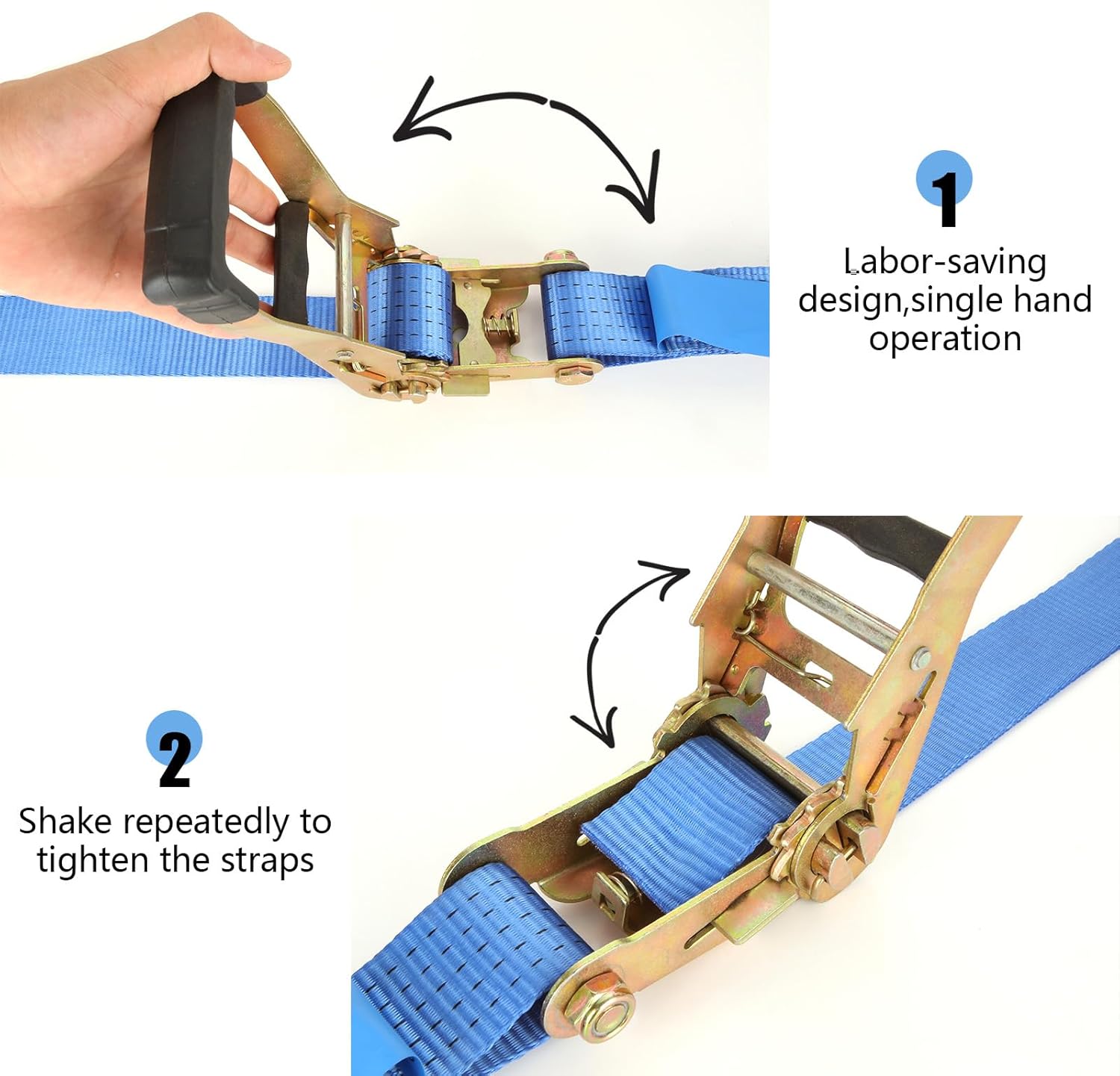 2 Pack 2 Inch Ratchet Straps Heavy Duty 20ft Tie Down Straps Ratchet with Double J Hook, 8000 LBS Break Strength, Cargo Ratchet Straps for Truck, Trailers, Kayaks, Car Roof - Image 5