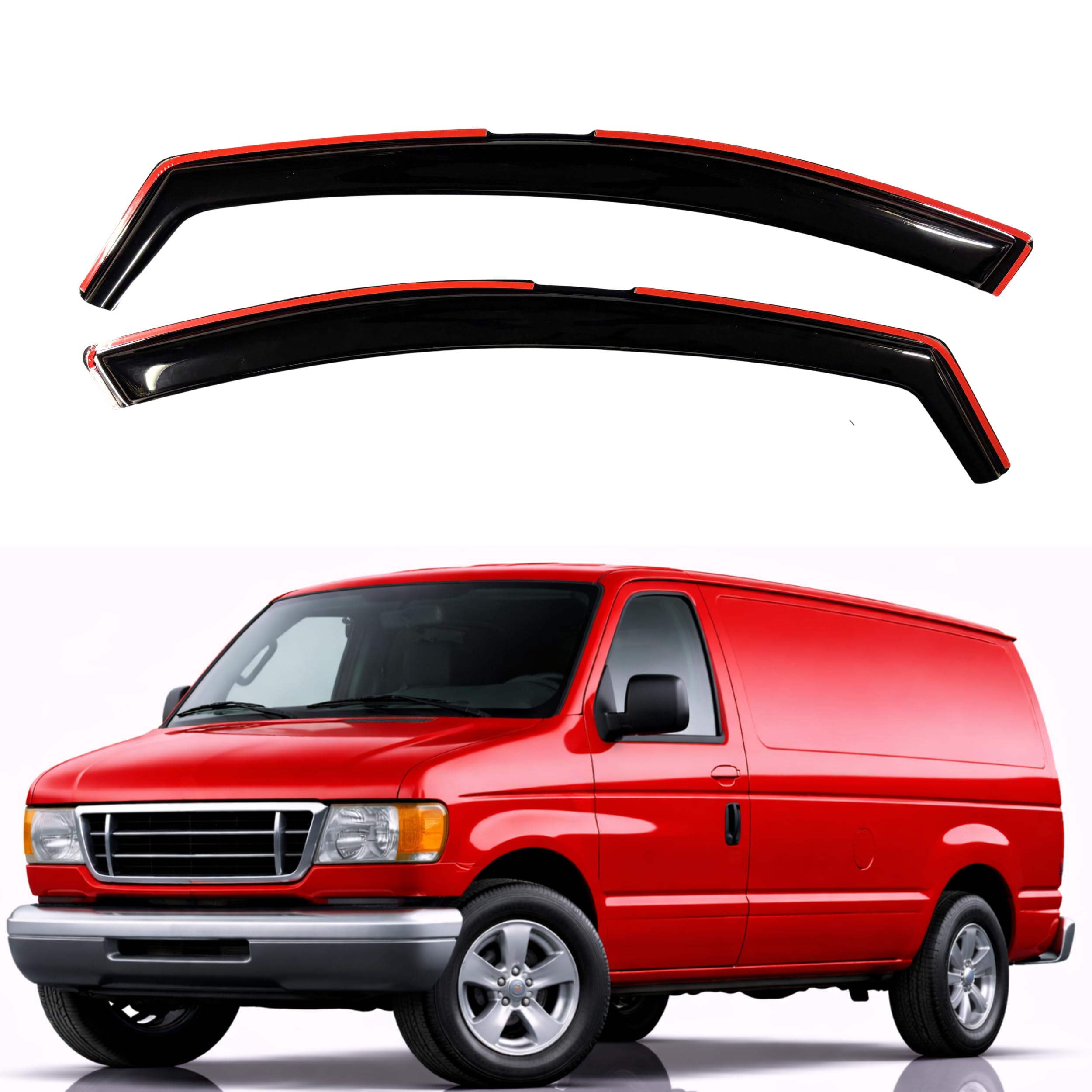 KPY Rain Guards Fit for 1992-2006 Ford E150 E250 E350 E450 E550 Super Duty, in-Channel Window Visors Vent Wind Deflectors 2PC, Truck Accessories for 1992-2006 Ford Econoline Vans
