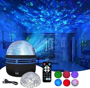 2 in 1 Northern Galaxy Light, Northern Lights and Ocean Wave Projector with Remote Control