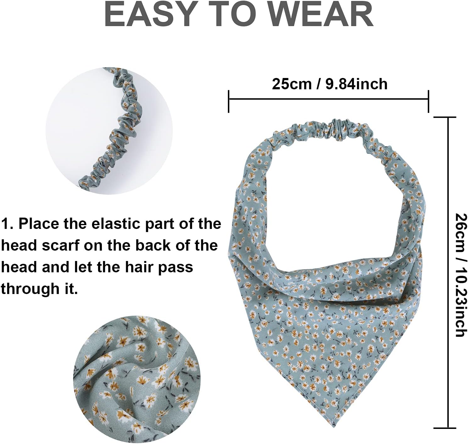 Molain 6 PCS Floral Head Kerchief Headband Chiffon Hair Bandanas Elastic Hair Band Scrunchies Boho Hair Scarf Hairbands Cute Hair Scarves Turban Hair Accessories for Women Girls - Image 5