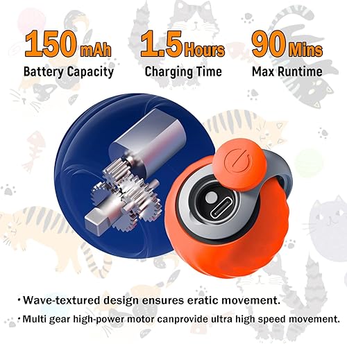 Miniatura 4 de Pelota de juguete interactiva para gatos, juguetes interactivos automáticos para gatos de interior, juguetes de enriquecimiento recargables de 2