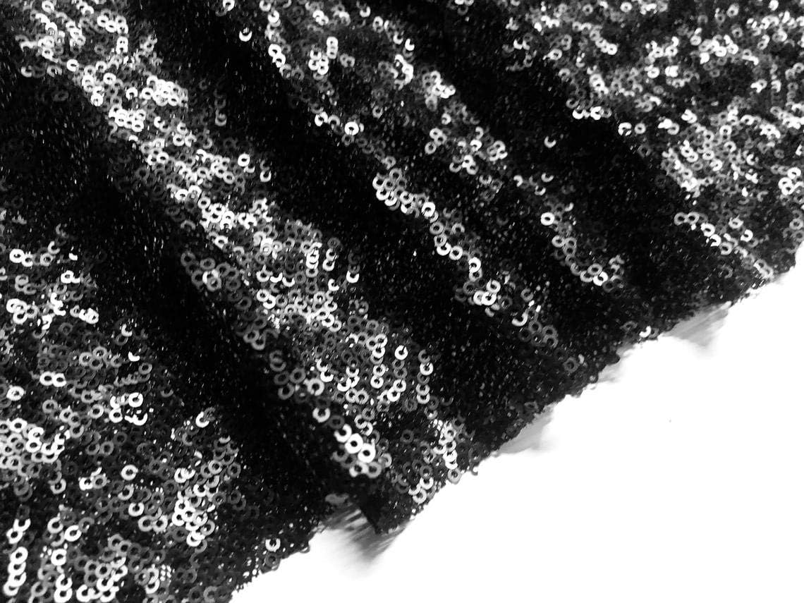 3mm MINI Sequin Fabric Material, 2 Way Stretch for Wedding, Dress, Backdrop Sparkling or Matte Sequins - 51 inches Wide (Sold by The Yard) (Matte Black)