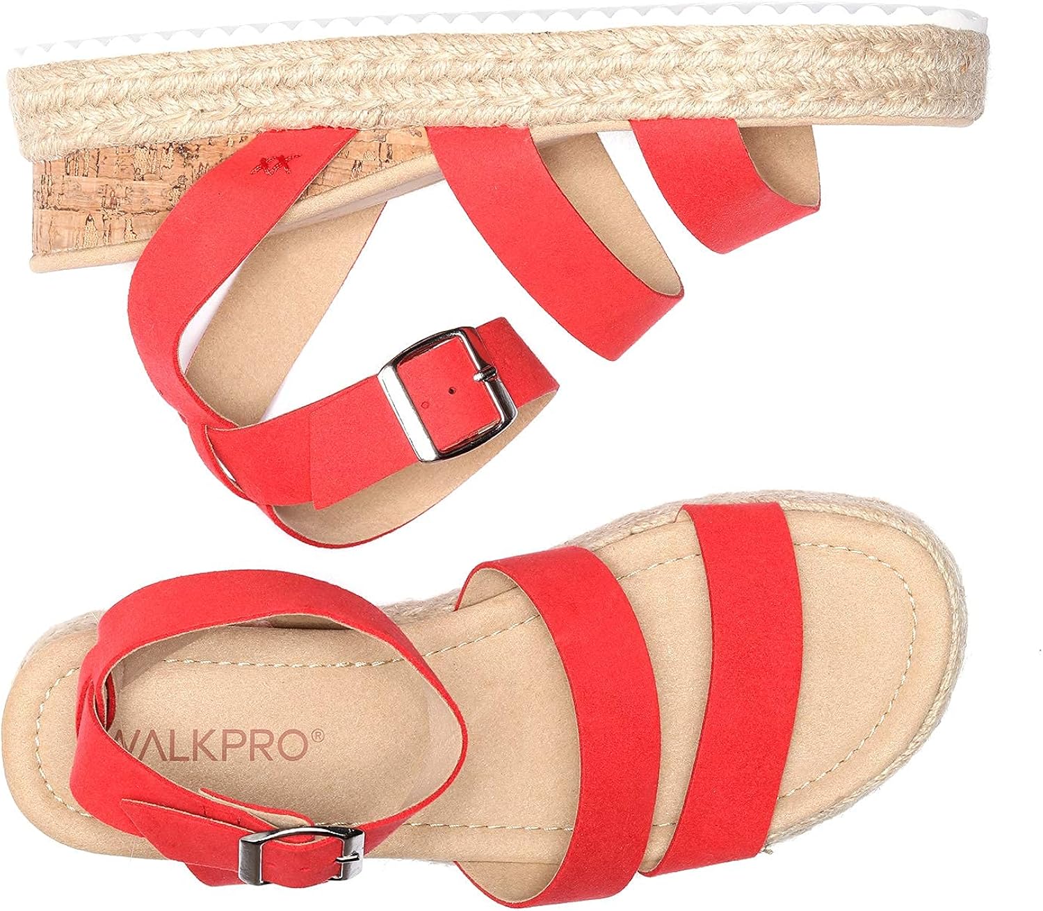 WALK PRO Women's Platform Sandals with Open Toe Adjustable Ankle Handmade Strappy Shoes