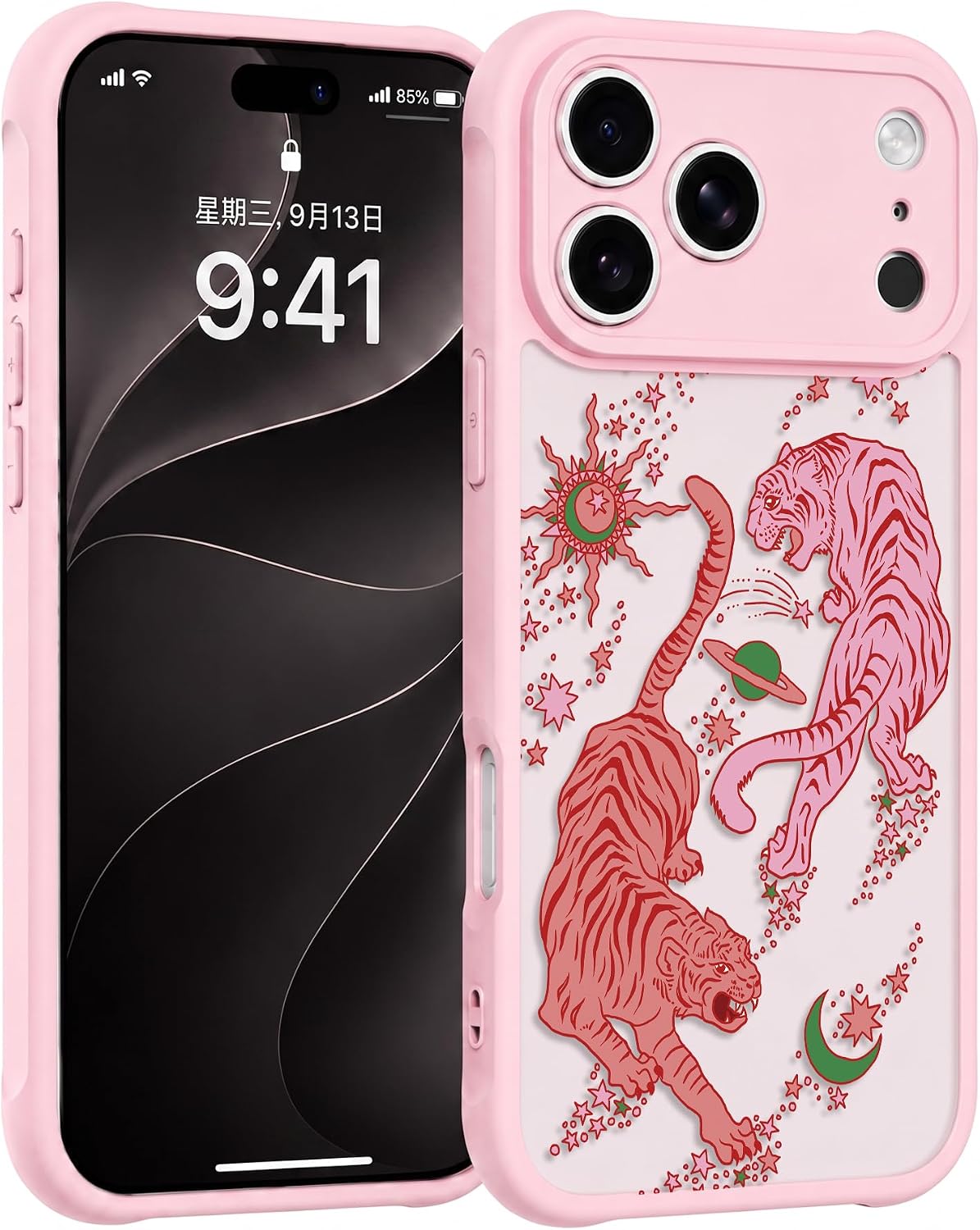 for iPhone 18 Pro Case Aesthetic Pink, Tiger