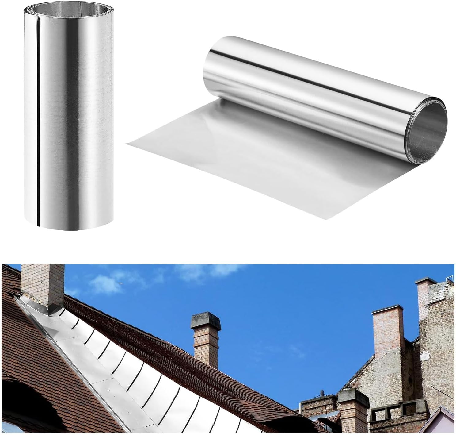 ZHAO 8'' x 13' Aluminum Flashing Roll Roof Flashing, Metal Roofing Panels Roof Strip for Sealing Windows Doors, Shed Weatherproofing Areas