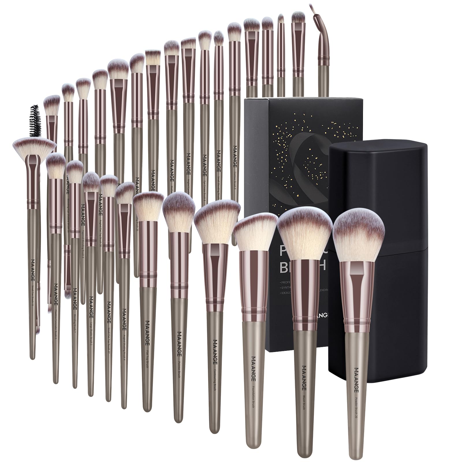 MAANGE Lot de 30 pinceaux de maquillage professionnels pour fond de teint, poudre, blush, anti-cernes, contour, maquillage des yeux et du visage