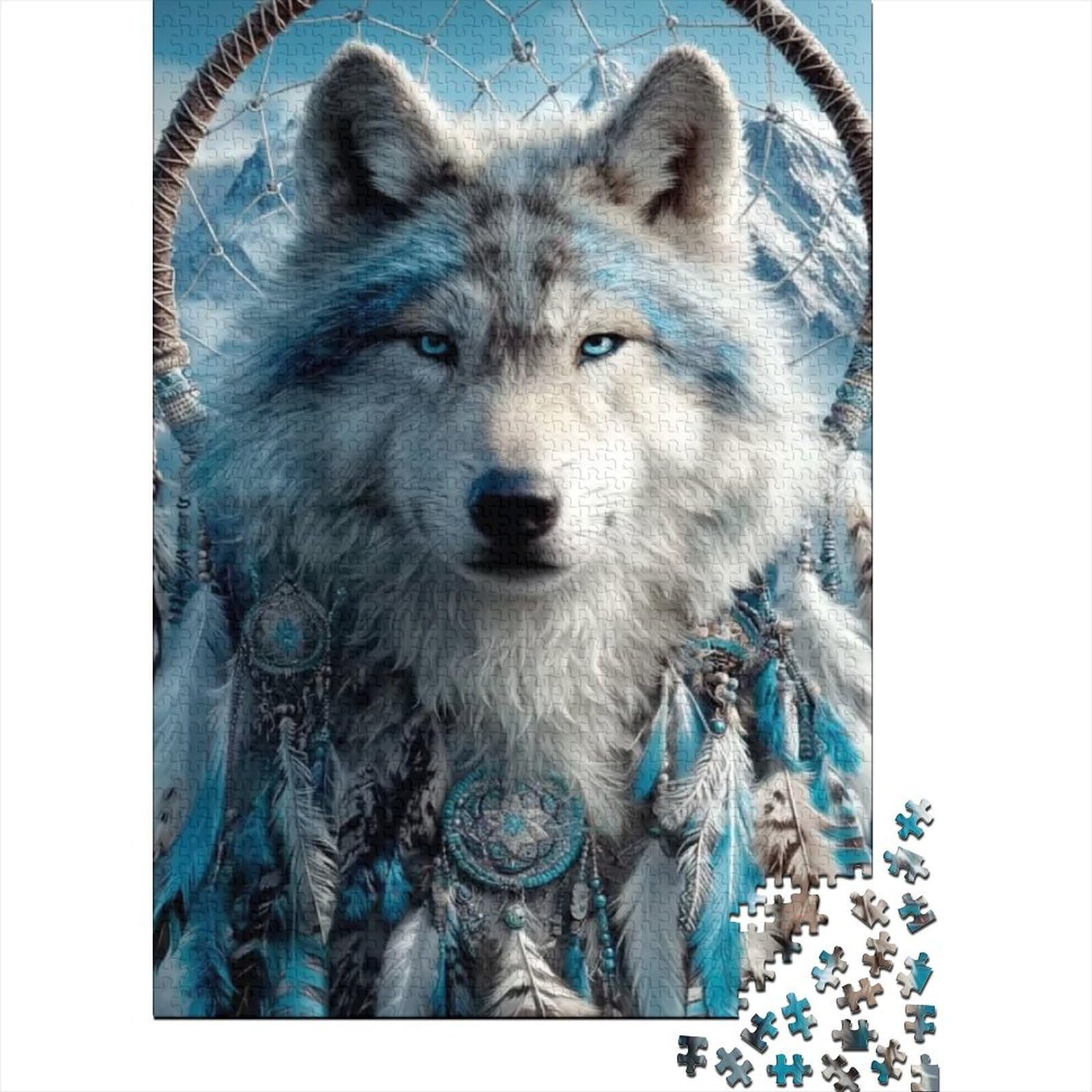 White Wolf Dreamcatcher adult puzzle 1000pc wall art stress relief