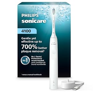 Philips Sonicare 4100 Series Electric Toothbrush - Sonic Toothbrush with Advanced Sonic Technology Pressure Sensor Two Intensity Settings