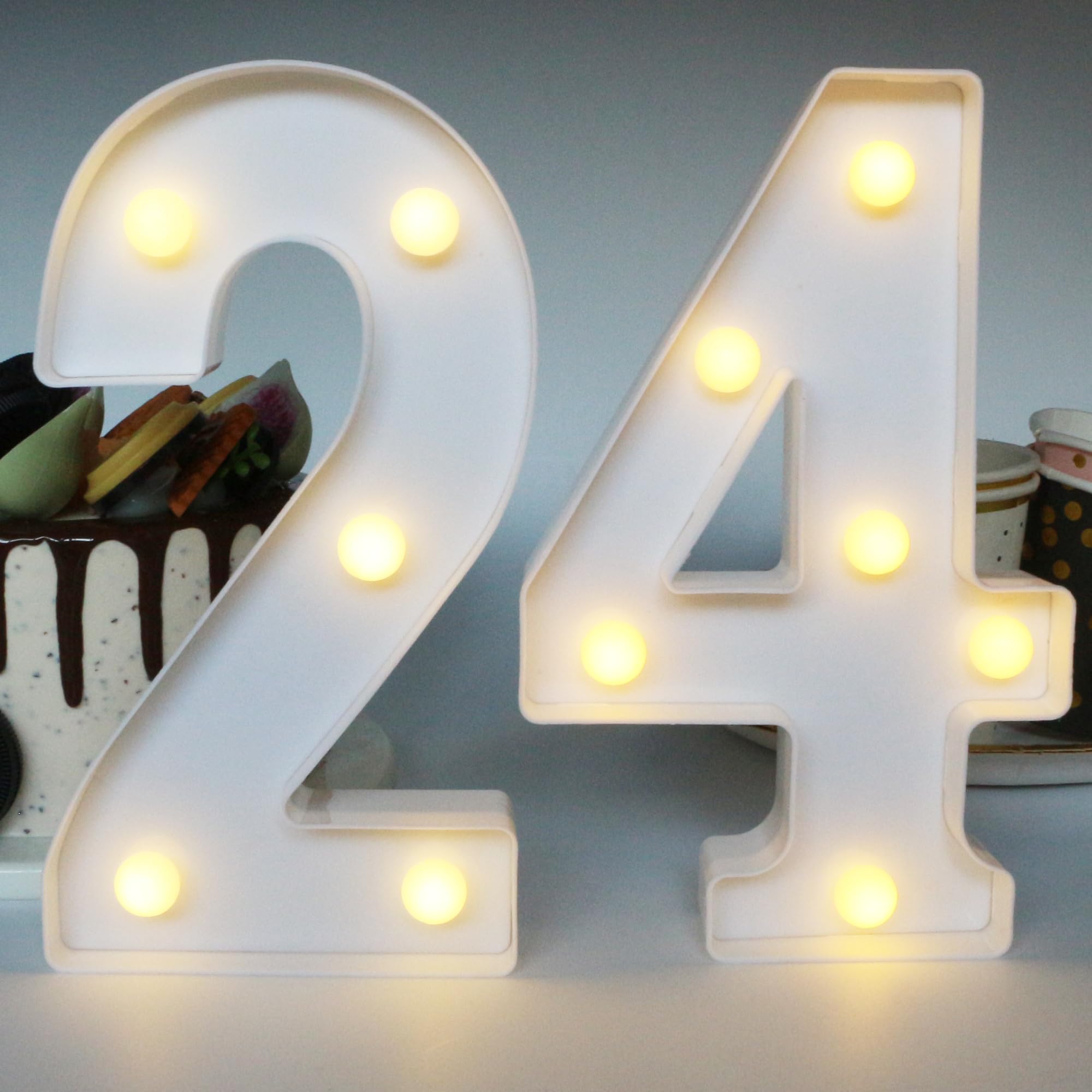 Chiffres lumineux 24 pour anniversaire et centre de table de fête