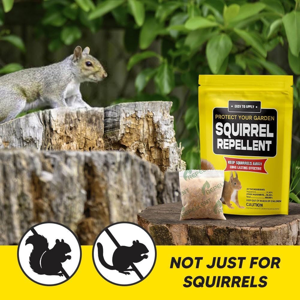Squirrel Repellent Outdoor, Chipmunk Repellent Outdoor, Keep Squirrels Away, Squirrel Deterrent for Garden, Covers 120 sq ft of Space -8Packs