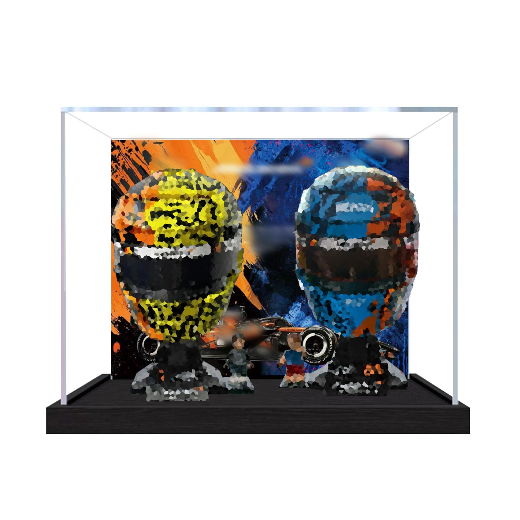 Dustproof acrylic Display Case for Le-go 43017+43023 Helmets Model-display box only (StyleA Background 3mm)