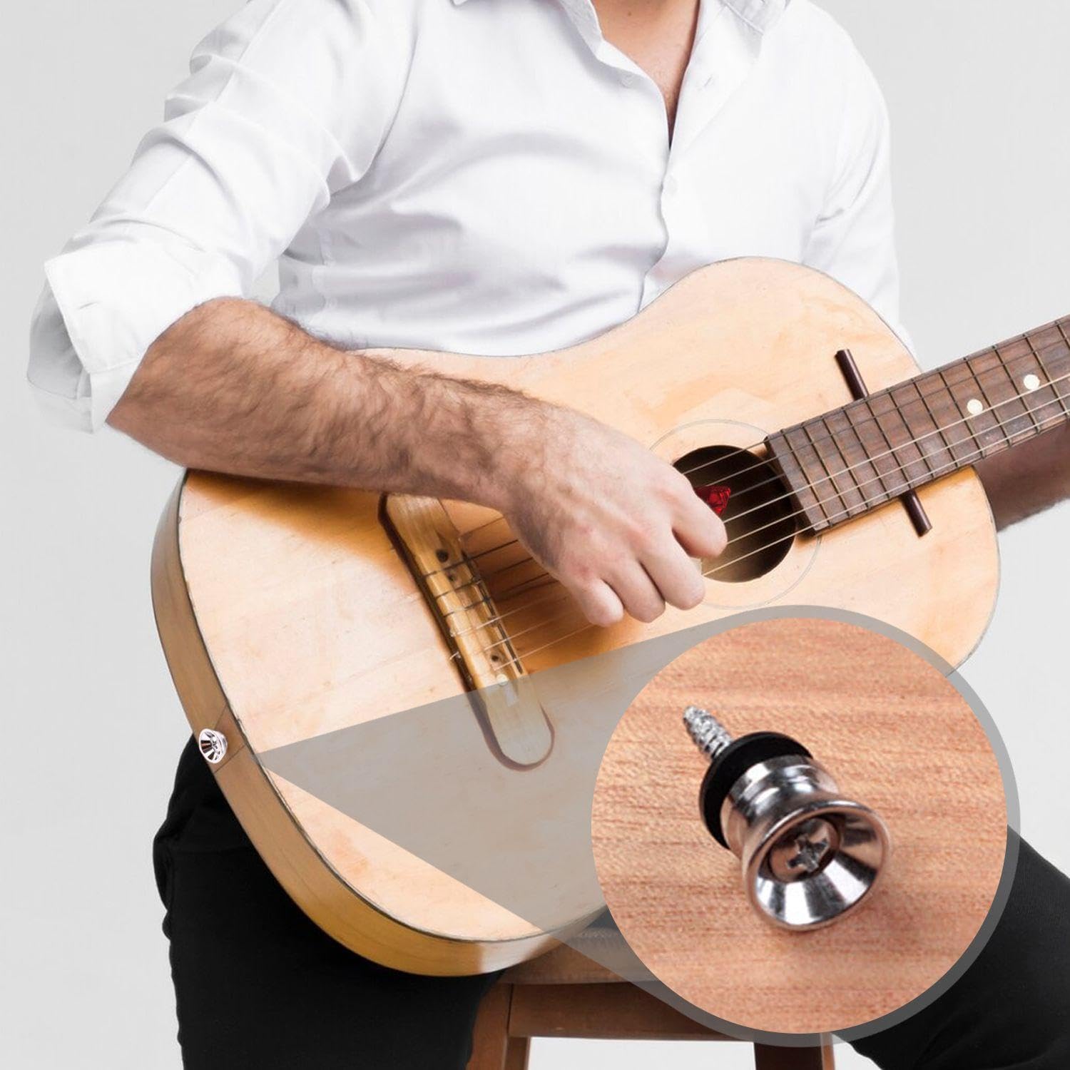 Set Accessori Per Chitarra – 9 Fibbie Per Cinturino In Metallo + 3 Plettri In Celluloide, Colori Assortiti