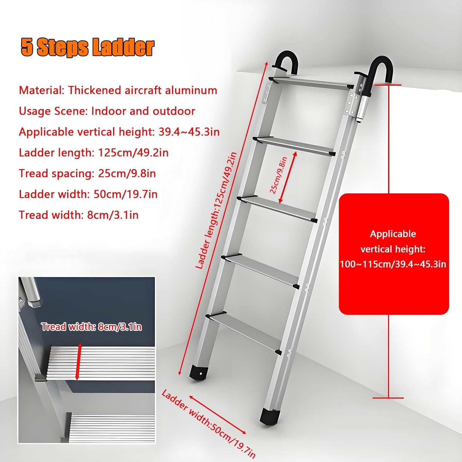 Portable Multi-Purpose Ladder with Hooks for Bunk Beds, RVs, and Truck Tailgates