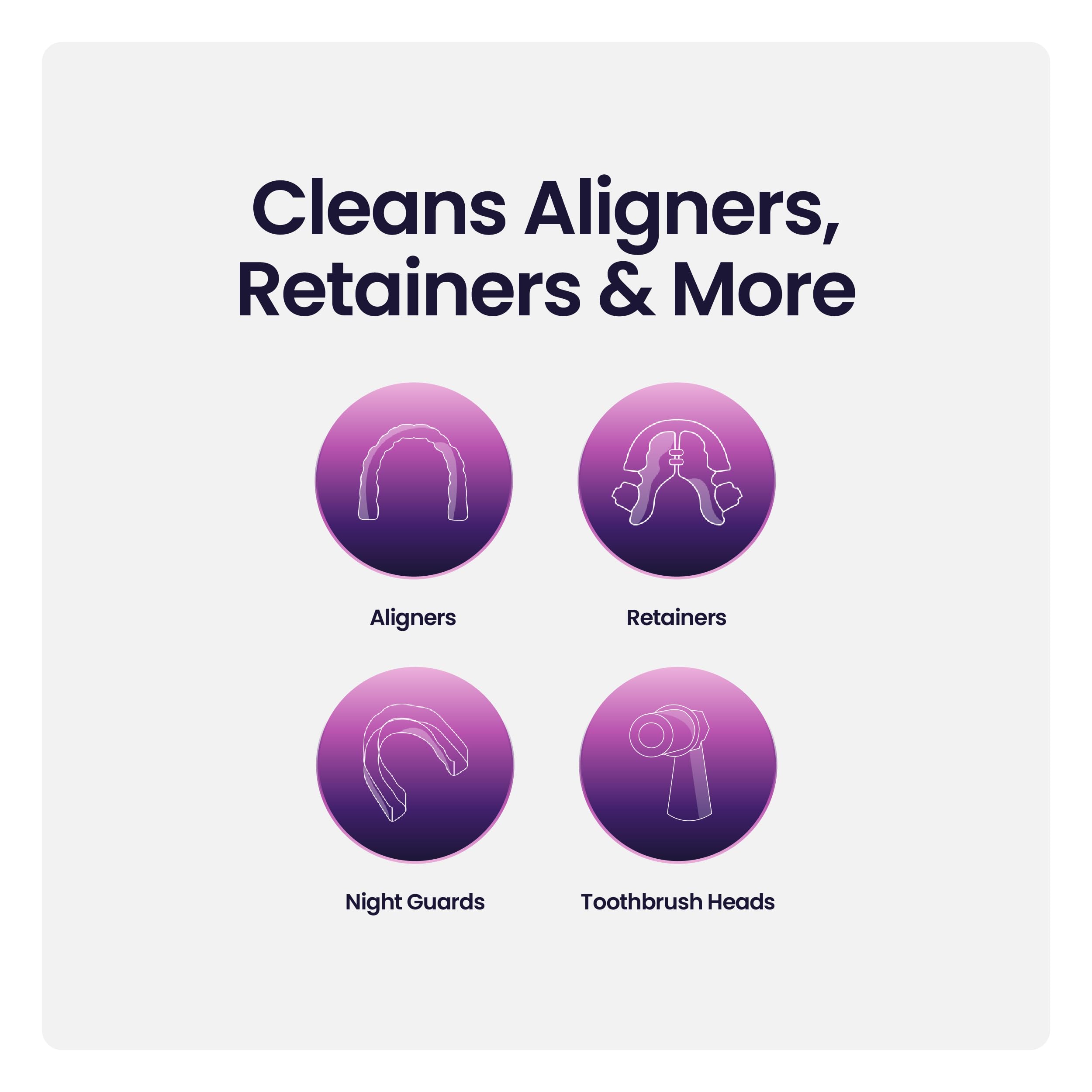 Sonic Go Aligner & Retainer Cleaner Case - Pulitore portatile per apparecchi dentali per allineatori, protezioni e testine per spazzolino da denti - Metallo, USB-C, lunga durata della batteria