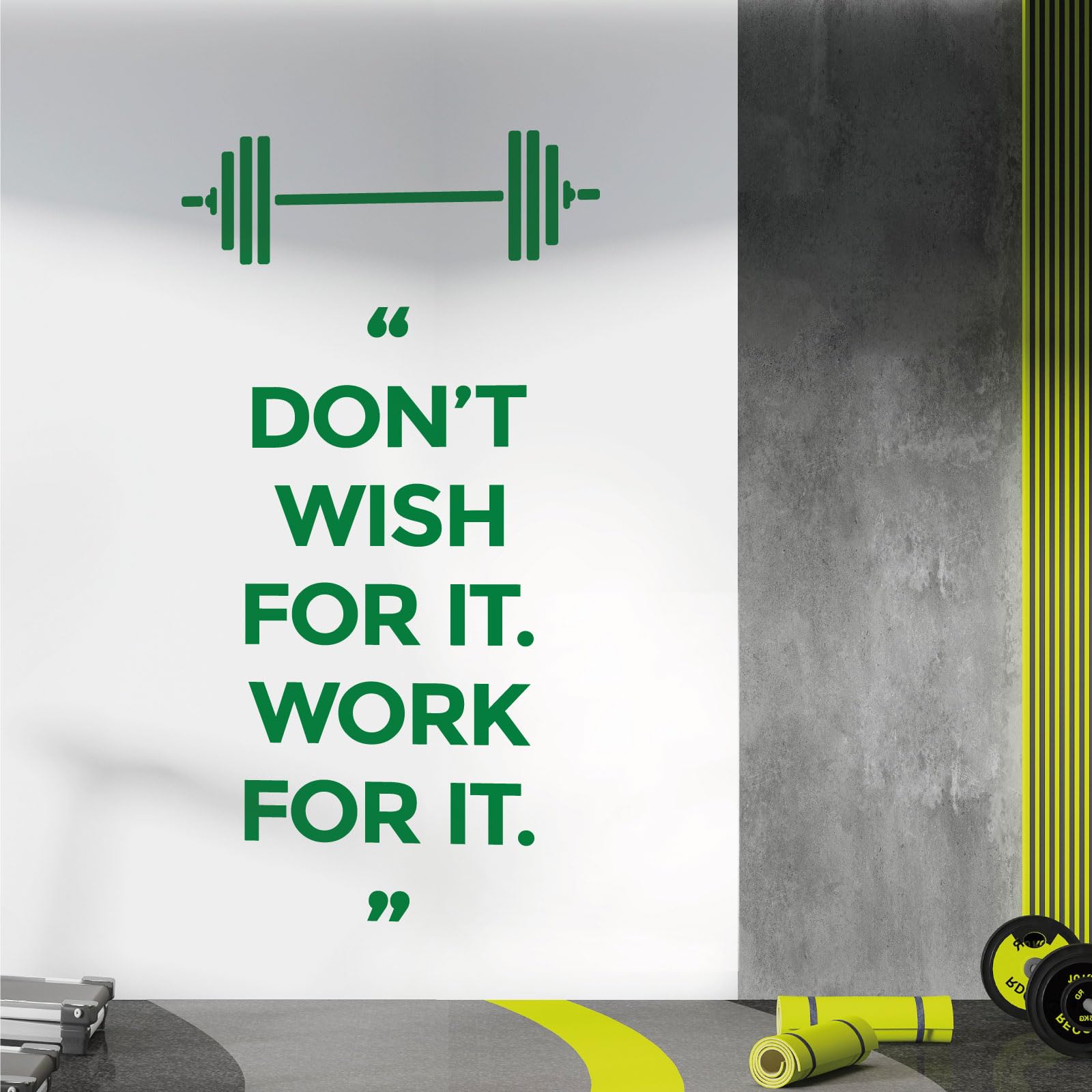 Don't Wish for It, Work for It - Gym Motivational Quote Decal Wall Sticker [Medium] [Meadow]