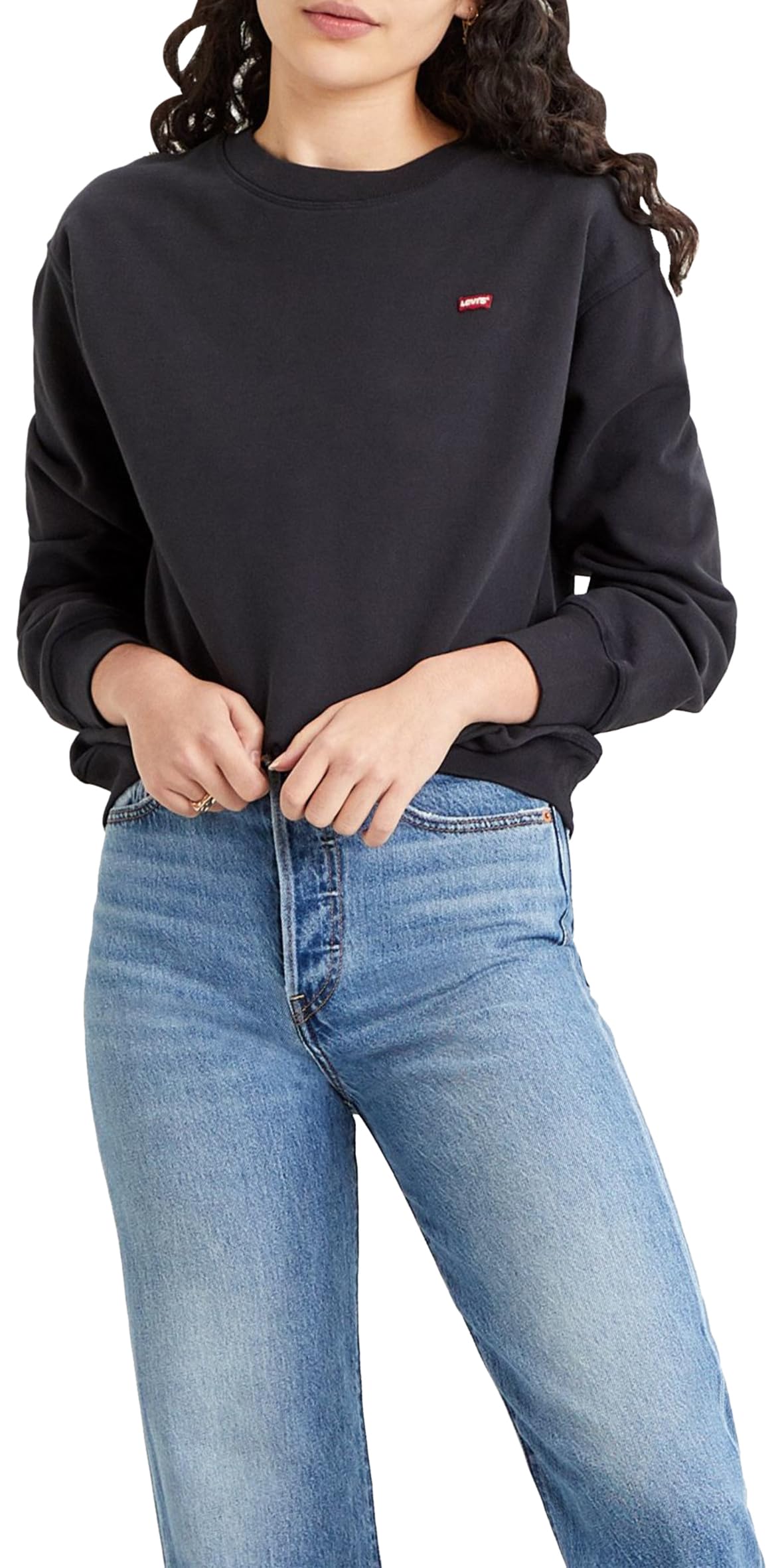 Levi's Women's Standard Crew Sweatshirt, Caviar, XXS
