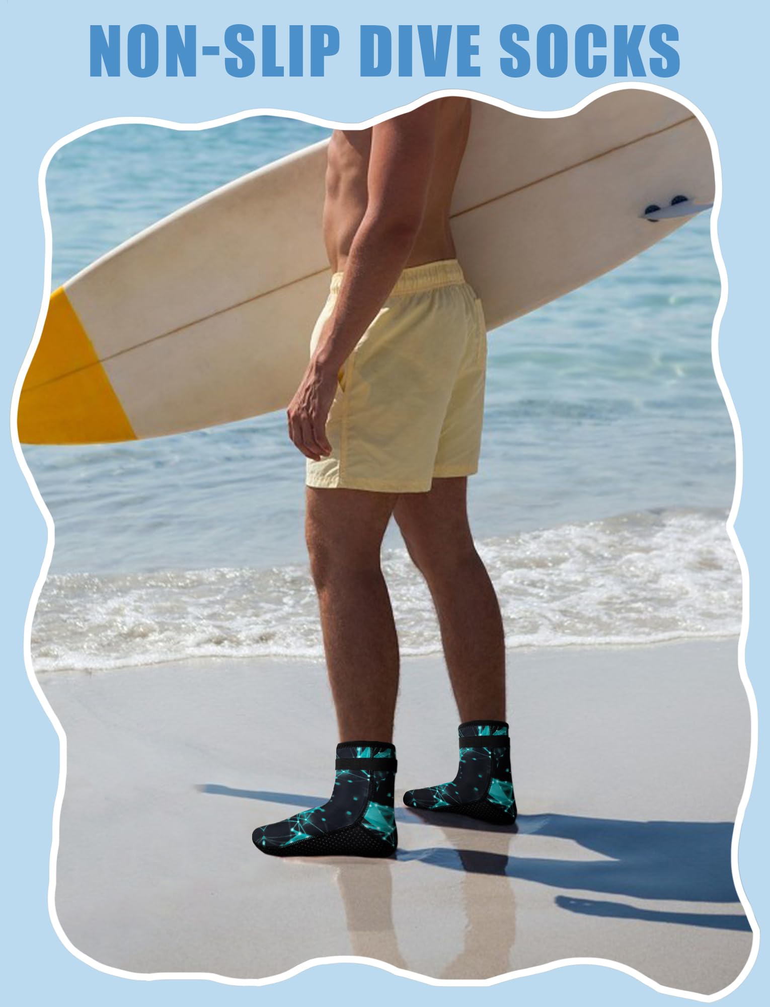 FEOYA Neoprene Scuba Socks for Men Anti Slip Beach Volleyball Sand Wetsuit Socks Beach Snorkeling Diving Water Socks Booties