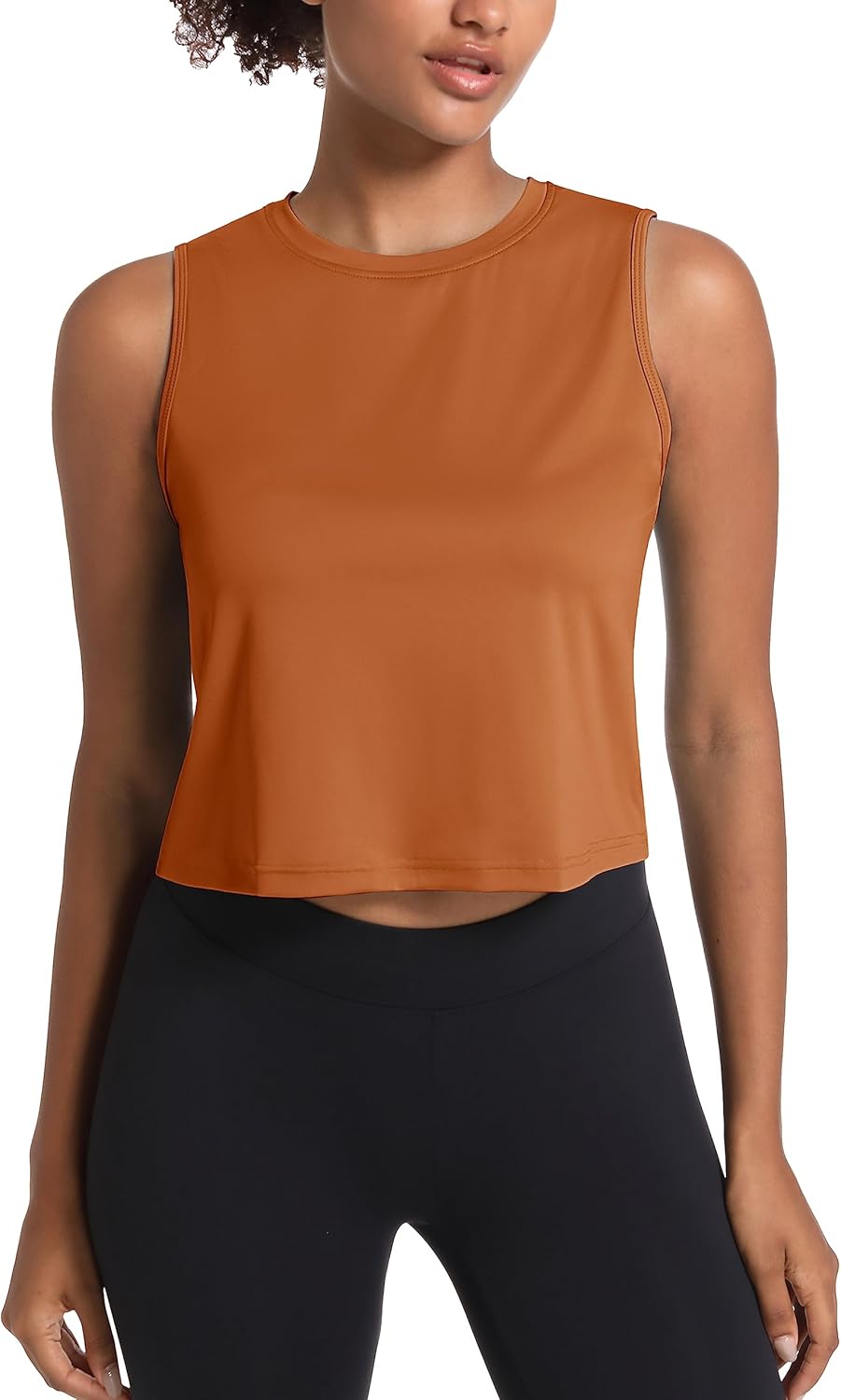 MAGCOMSEN Women's Workout Cropped Tops UPF 50+ Athletic Running Tank Tops Sleeveless Gym Sports Muscle Shirts