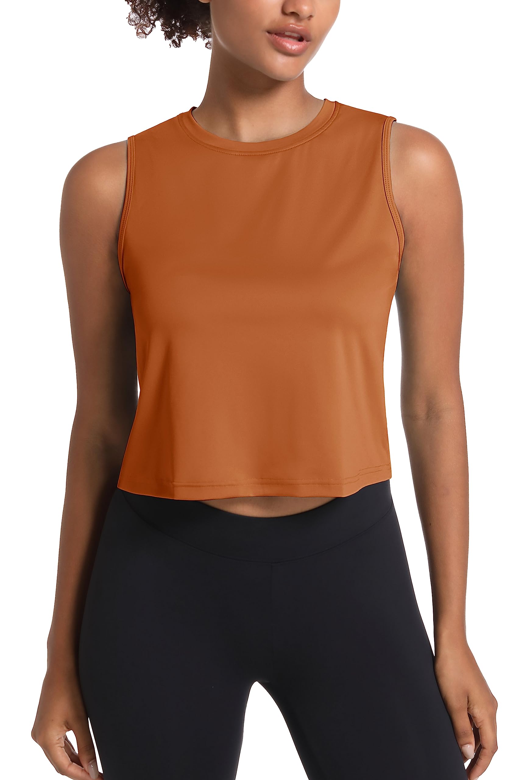 MAGCOMSEN Women's Workout Cropped Tops UPF 50+ Athletic Running Tank Tops Sleeveless Gym Sports Muscle Shirts