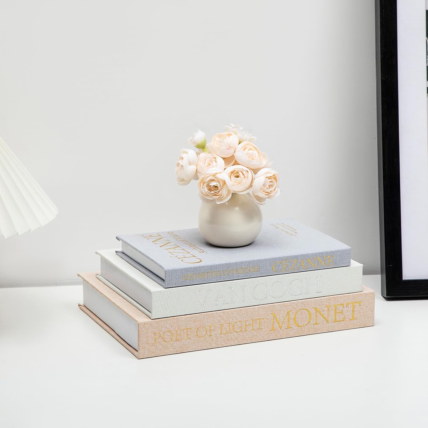 TwoDays Decorative Books for Coffee Table Decor – Faux Book Storage Box Set for Home Shelves, Linen Fabric Storage Boxes, Aesthetic Stacked Book Decoration for Living Room (Set of 3)