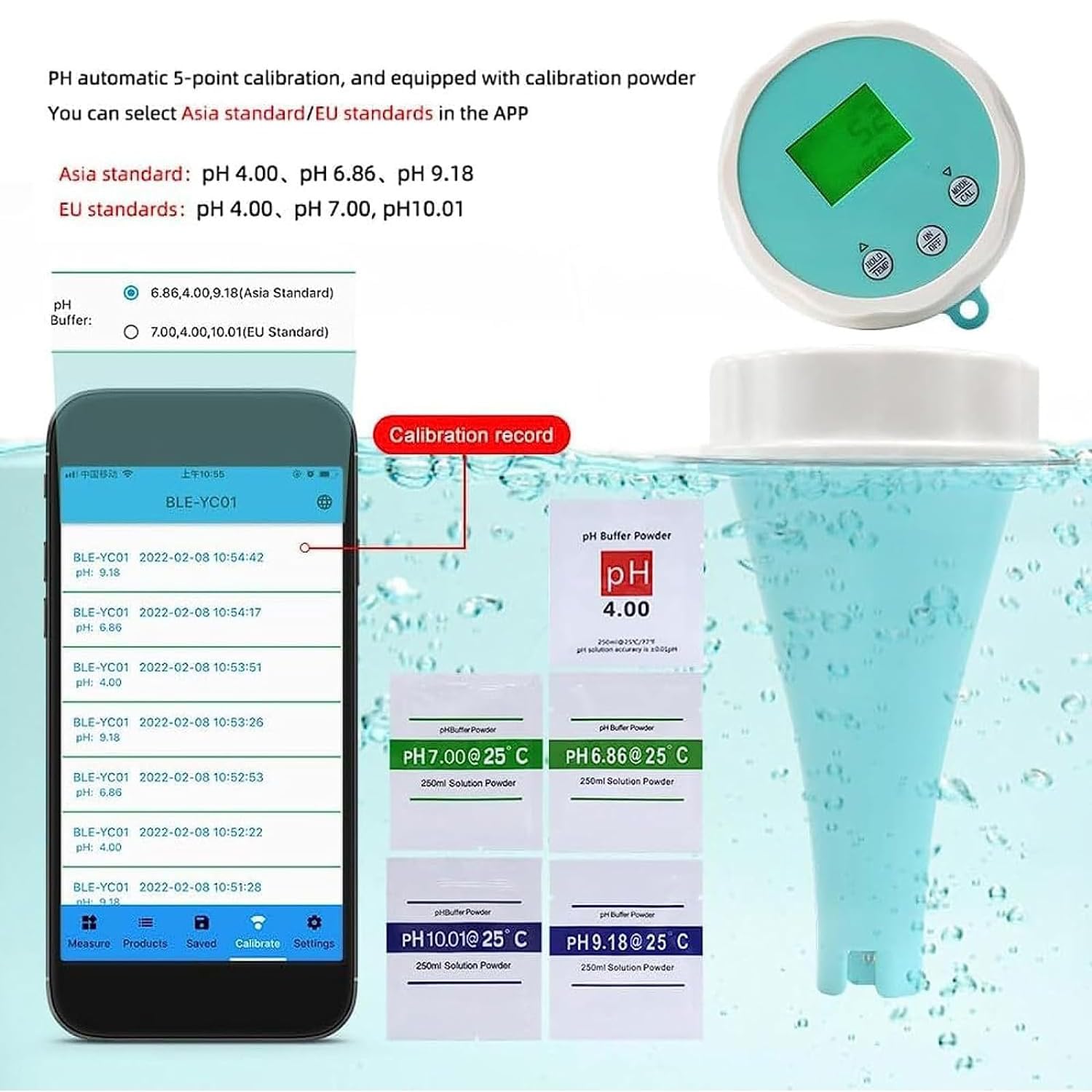 Analizador De Agua De Piscina, Medidor De Cloro Residual Y Calidad del Agua, Sonda De Precisión, Control Mediante Aplicación Y Registro De Datos, Monitor De Ph Y Cloro para Jacuzzis