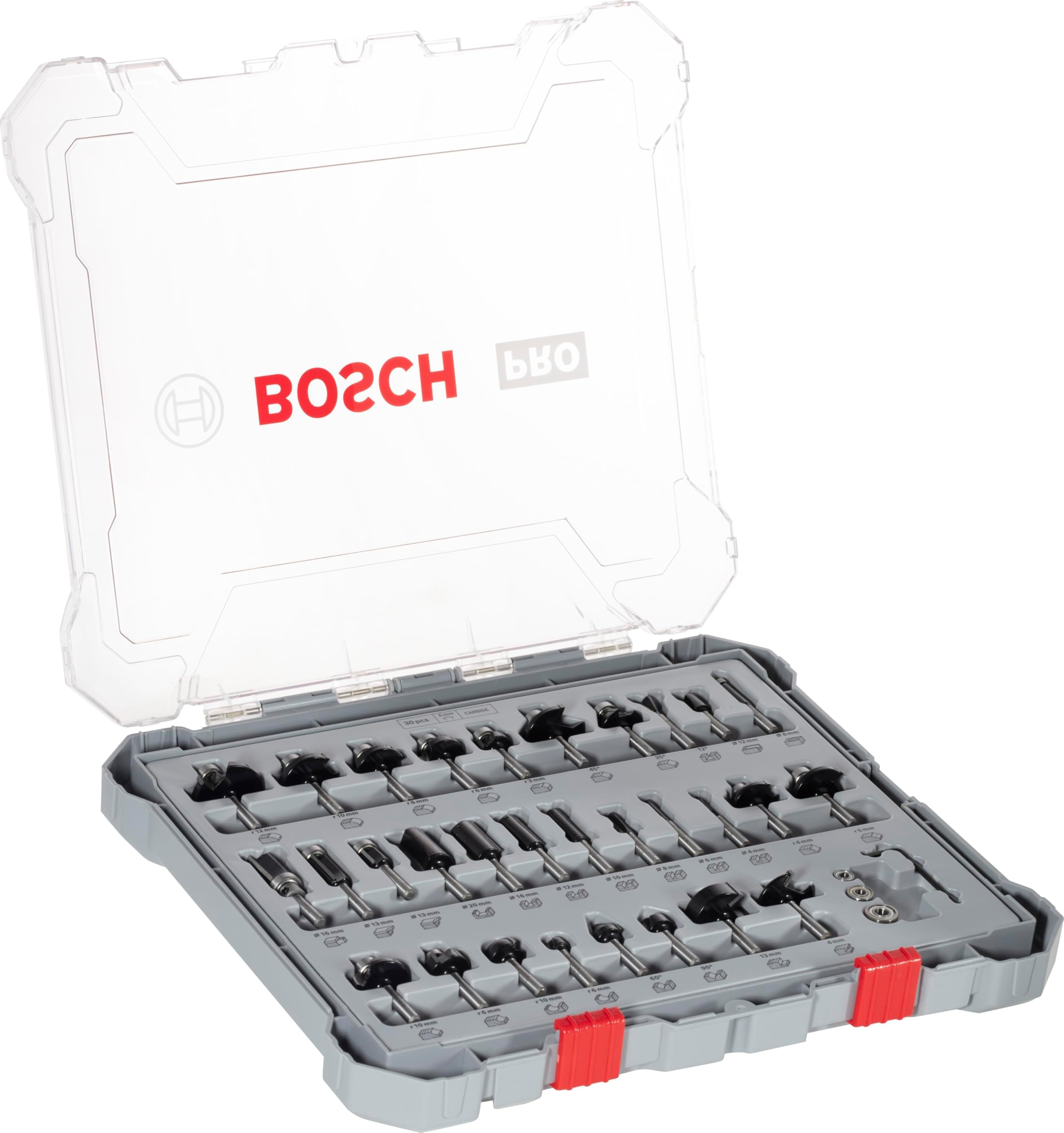 Mixed Router Bit Set | 30-Piece Router Bit Set | 6 mm Shank | Fine Carbide Cutting Edges | Multiple Profiles for Wood & Composites | Secure Carry Case | DIN EN-847 Certified
