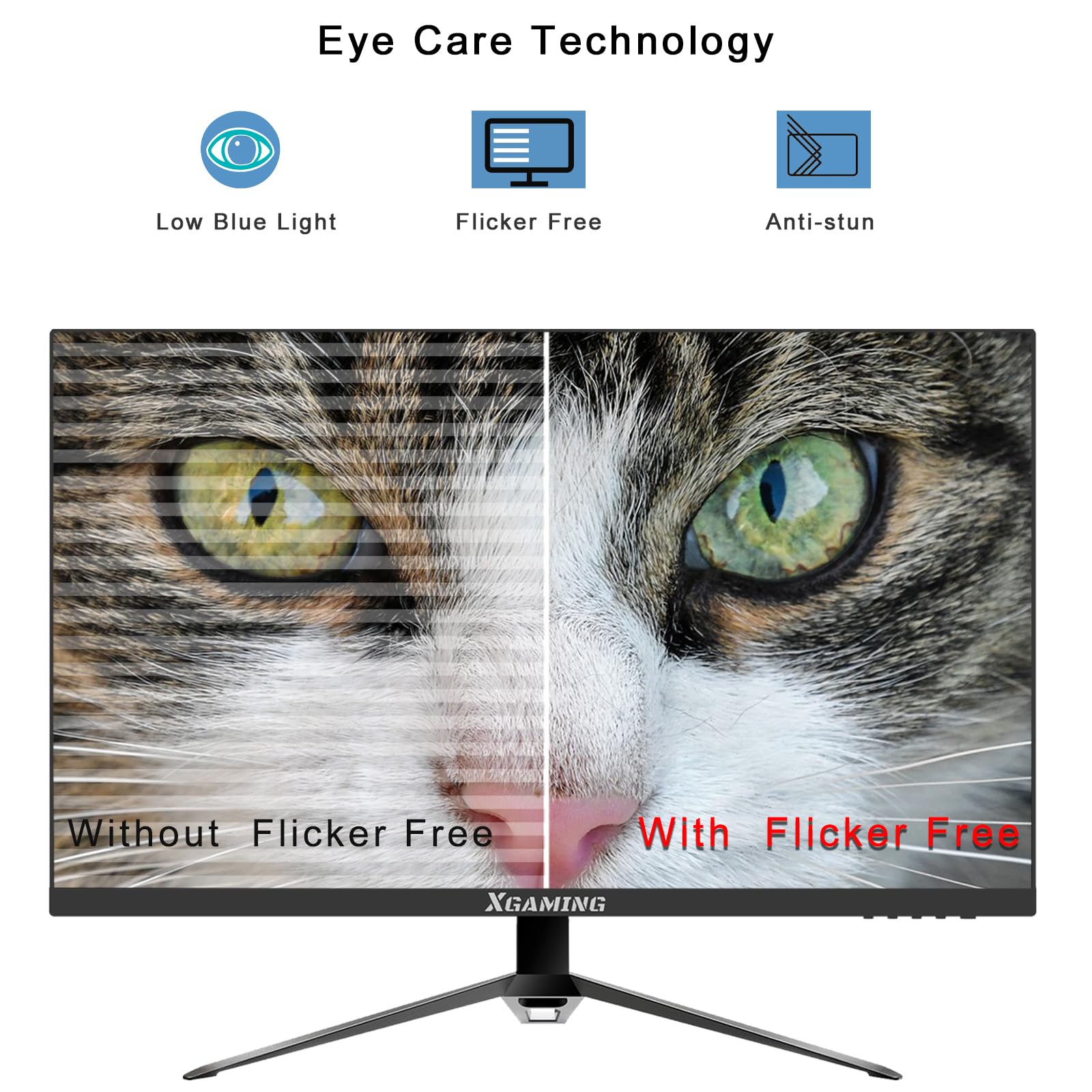 XGaming Gaming Monitor 24 Pollici (23,8) 165Hz,Full HD PC Schermo (1920x1080),IPS, 1ms MPRT,2ms GTG,FreeSync, 250 cd/m², sRGB 100%, DisplayPort,HDMI, VESA, Eye Care, Senza Altoparlante Incorporato