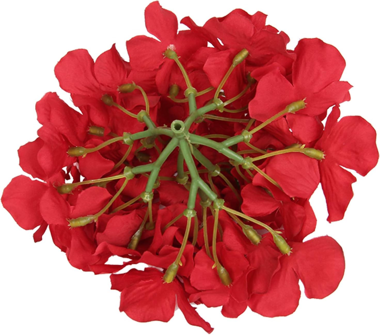 Flojery Silk Hydrangea Heads Artificial Flowers Heads with Stems for Home Wedding Decor,Pack of 10 (Red) - Image 2