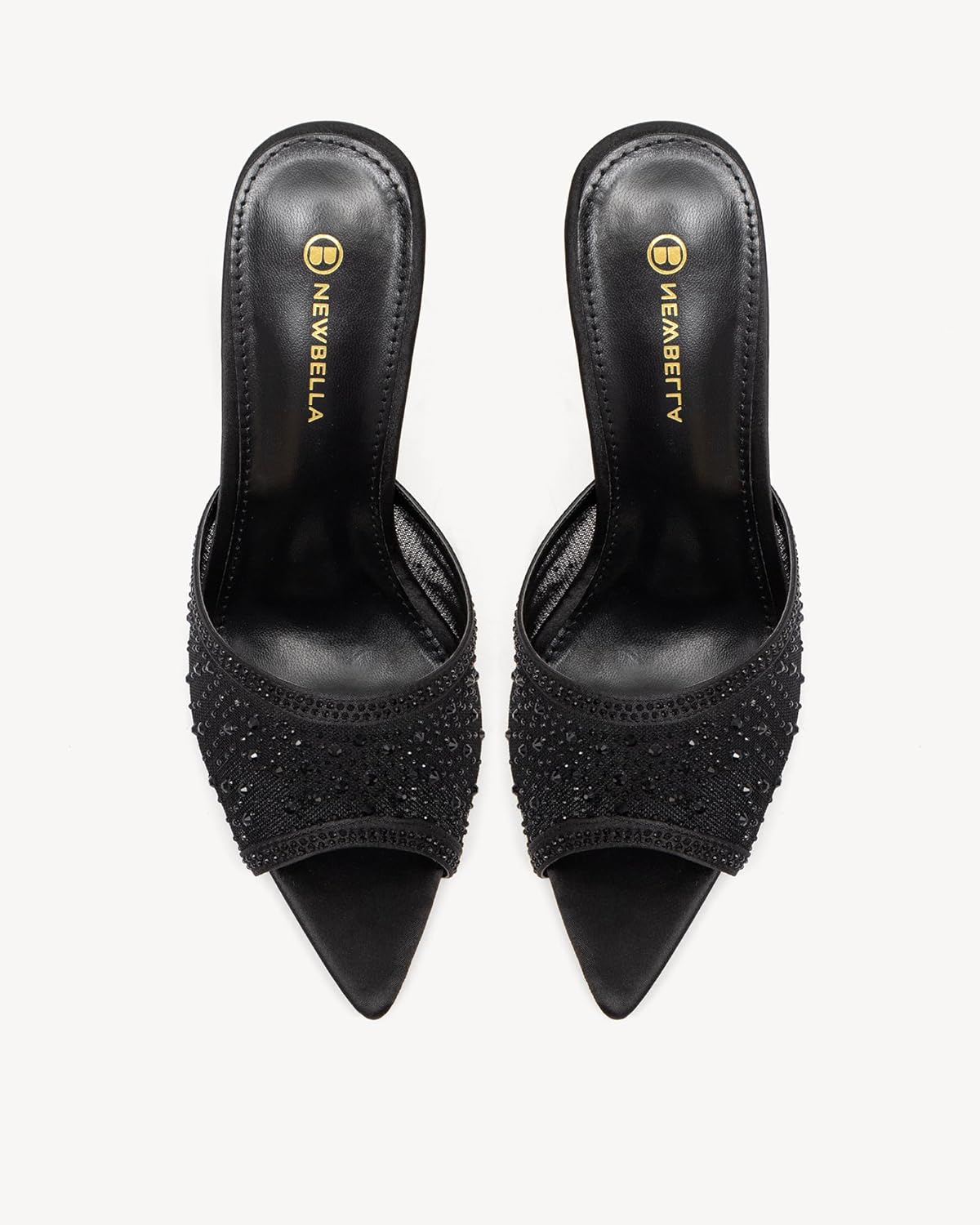 NEWBELLA Women's Stiletto High Peep Open Pointed Toe Sandals Slip-on Slingback Summer Casual Wedding Prom Party Comfortable Dressy 4.3 Inches Heels - Image 3