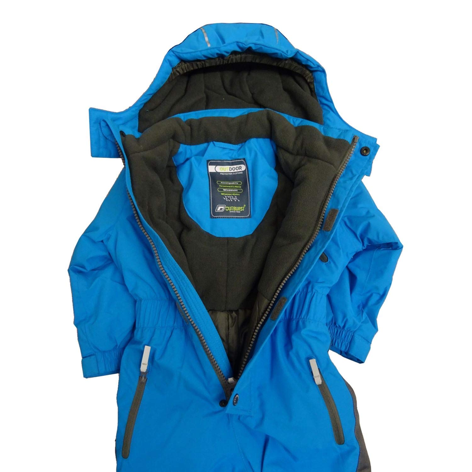 Outburst - Kinder Jungen Kleinkinder Funktions-Skioverall Schneeanzug gefüttert wasserdicht 10.000 mm Wassersäule atmungsaktiv Winddicht, hellblau - 3713970