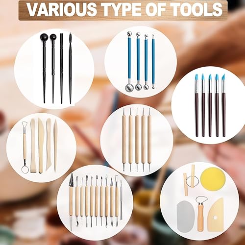 Miniatura 2 de LINPHCEY 40Pcs Clay Sculpting Tools Set Perfect for Polymer Air Dry Modeling Clay Beginners & Professionals Ideal for DIY Pottery & Ceramics Tools