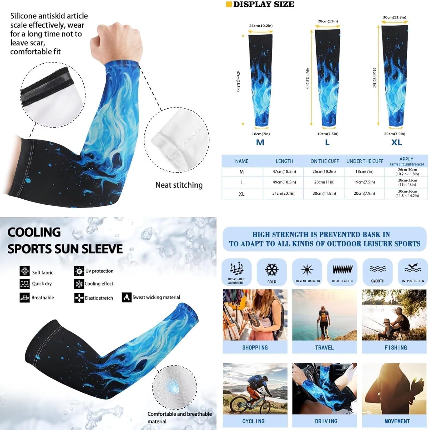 Binienty Arm Sleeves Set 5PCS Printed Matching Summer Outdoor Accessories with Sun Visor and Headbands for Women Men