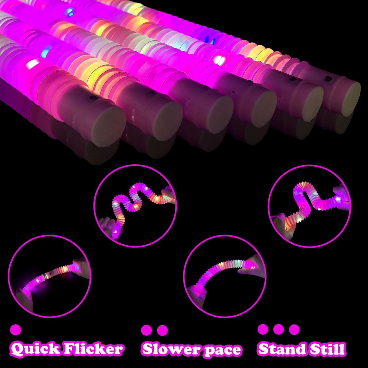 12-24 PCS Pink Glow Sticks Party Favors for Kids,LED Light up Pop Tubes for Toddlers, Neon Necklaces Bracelets Accessories,Birthday Dance Wedding Easter Mardi Gras Parade Throws Party Supplies Decor - Image 5