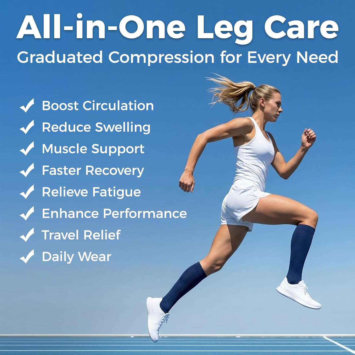 Compression Socks for Women & Men 15-20 mmHg, Knee High, 3 Pairs image 2