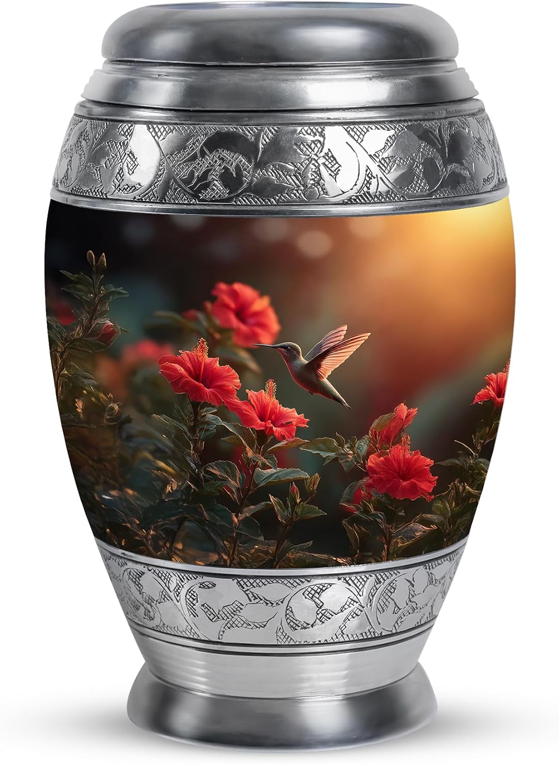 Humming Bird Small Urns for Mom - Sunflowers Mini Burial Urns for Cremated Remains - Funeral Urn for Daughter and Son Keepsake - Memorial Gift 4 Keepsake Set with 10 Inch