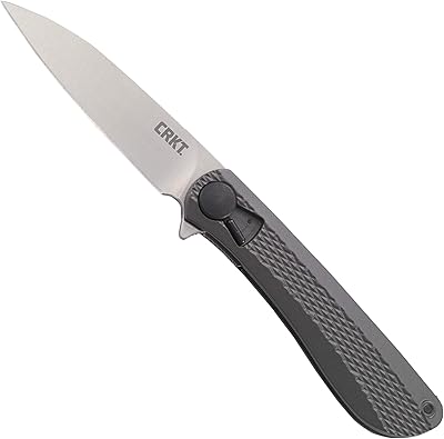 CRKT Slacker EDC Folding Pocket Knife: Take Apart Field Strip, Satin Drop Point Blade, Flipper Open, Liner Lock, Aluminum Handle, Deep Carry Pocket Clip K350KXP