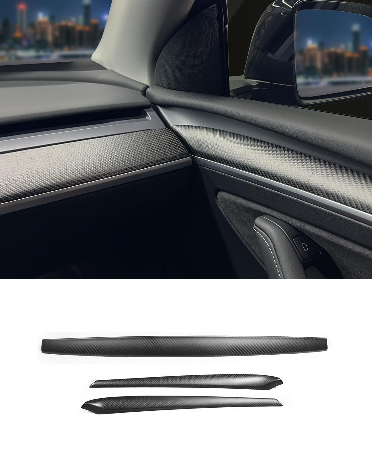 Photo 1 of KKTR-CAR Carbon Fiber Dashboard & Door Covers for Tesla Model 3/Y