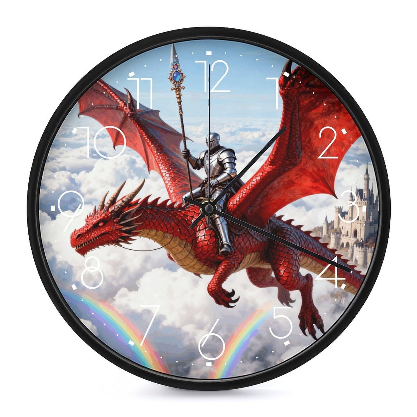 Horloge de cuisine et salon Dragon Knight Legend moderne avec chiffres faciles à lire