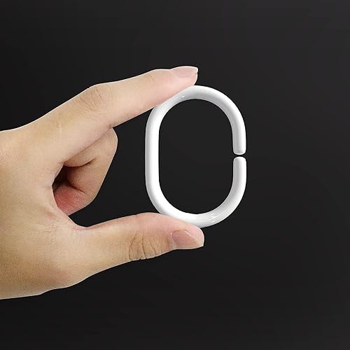Miniatura 7 de Qulable 24 piezas Anillos para Cortina de Ducha de Plástico Ganchos para Cortina de Ducha Anillos en Forma de C Gancho Colgador Clip de Lazo