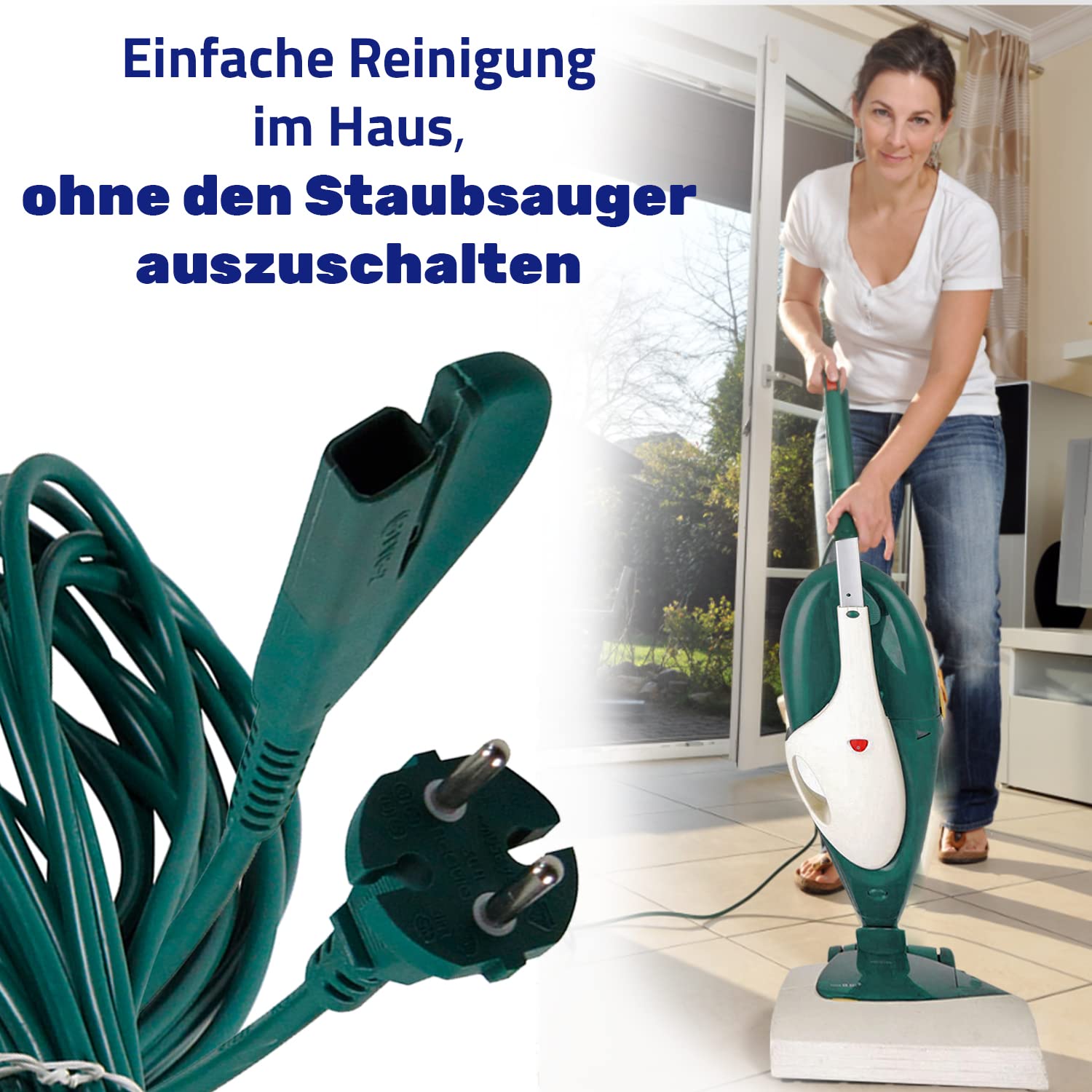 Cordon D'aspirateur Vorwerk Kobold 10 Mètres Vert - Pour Modèles VK135 / VK136, Neuf D'origine