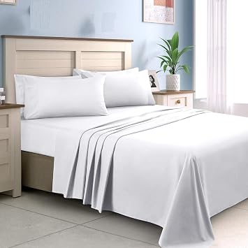 RV Short King Size Sheet Set-4 Piece Premium Sheet Set fits mattress upto 12 Inch Deep Pocket Fitted Sheets-1800 Ultra-Soft Microfiber RV Short King 72 x 75 Sheets Sets-Wrinkle Free White Sheets