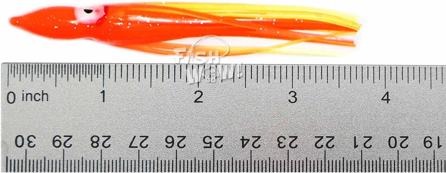 100pcs Fish WOW! 3.5" Squid Skirts 9cm Octopus Hoochies Fishing Soft Lures - Orange Yellow